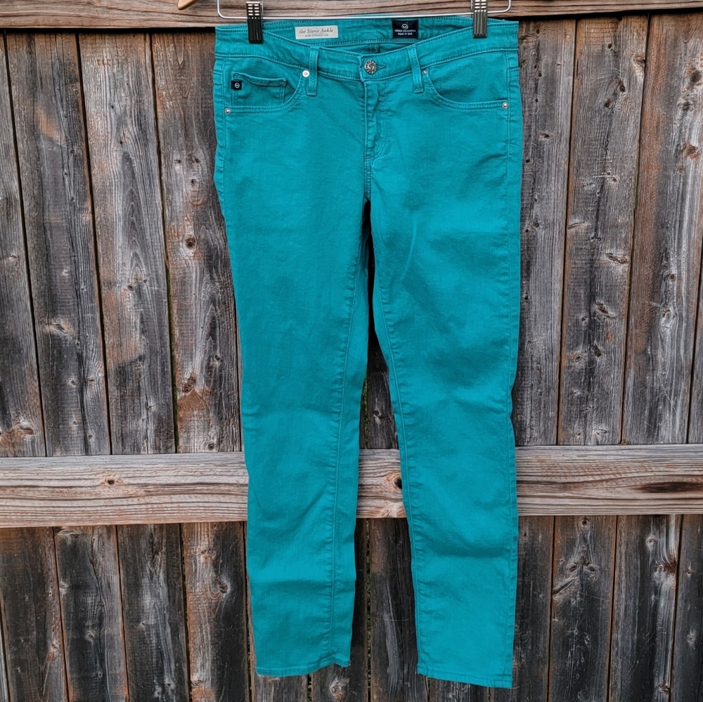 AG The Stevie Ankle Slim Straight Leg Jeans Teal Size 26